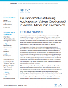 - The Business Value of Running Applications on VMware Cloud on AWS in Hybrid Cloud Environments 1